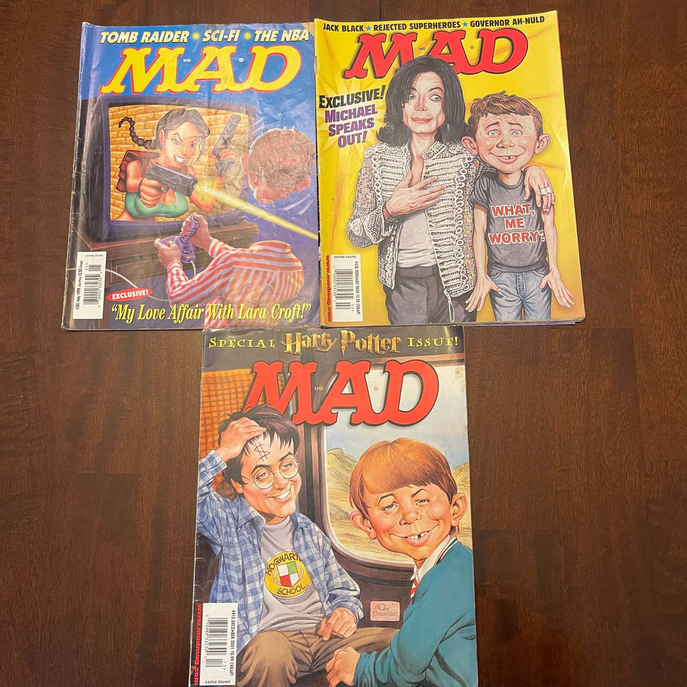 Mad Magazine Michael Jackson , Harry Potter & Tomb Raider Lot of 03